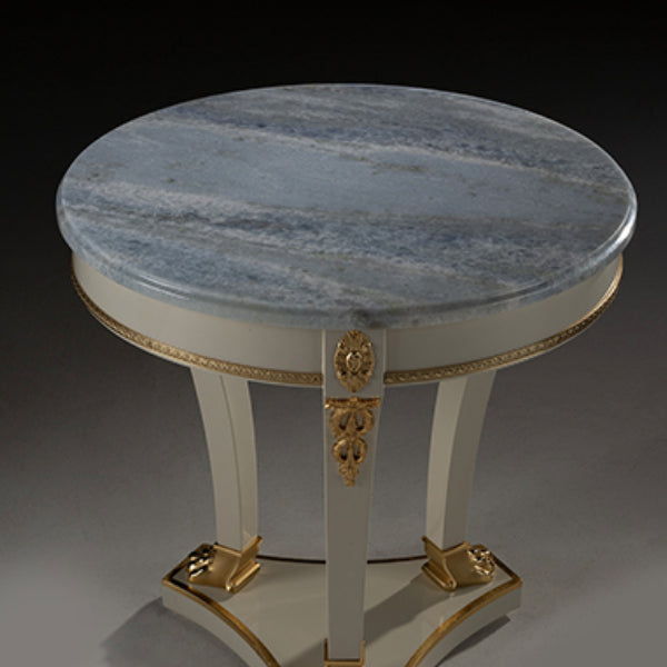 Chic Round Side Table with Elegant Marble Top and Gold Accents