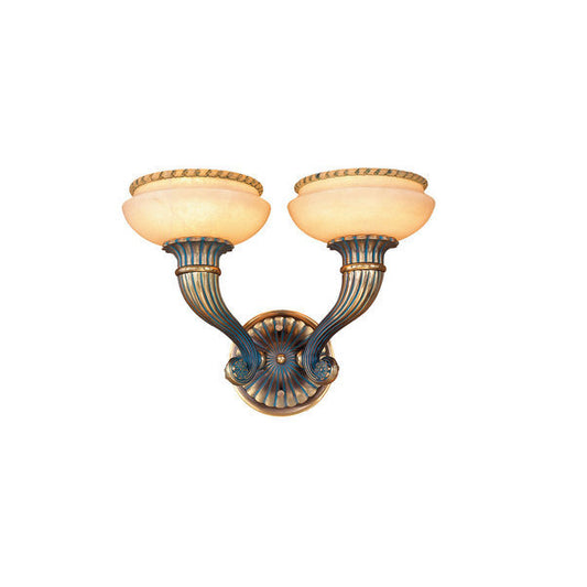 Classic Double Wall Sconce with Opalescent Glass Shades