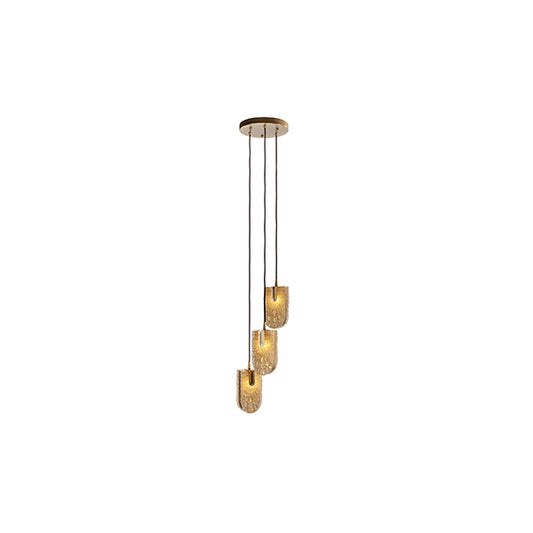 Modern Three-Light Textured Pendant Fixture