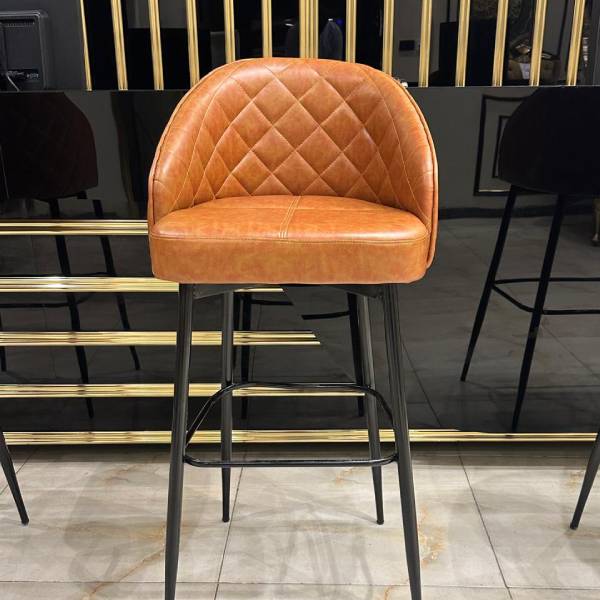 Vintage-Inspired Cognac Leather Bar Stools