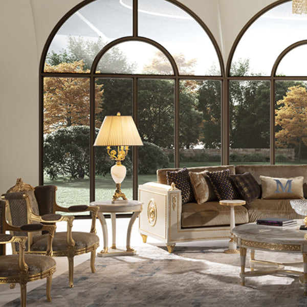 Chic Round Side Table with Elegant Marble Top and Gold Accents