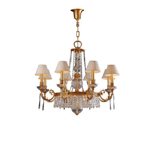 Elegant Crystal Chandelier with Fabric Shades