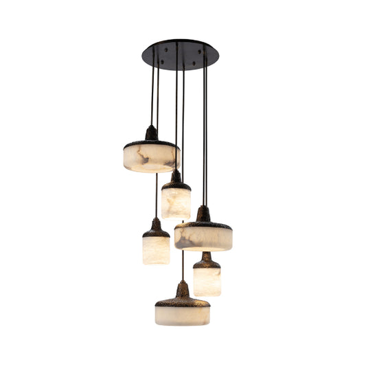 Charming Multi-Pendant Alabaster Light Fixture