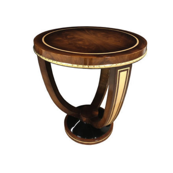 Refined Round Side Table with Intricate Inlays and Contemporary Elegance