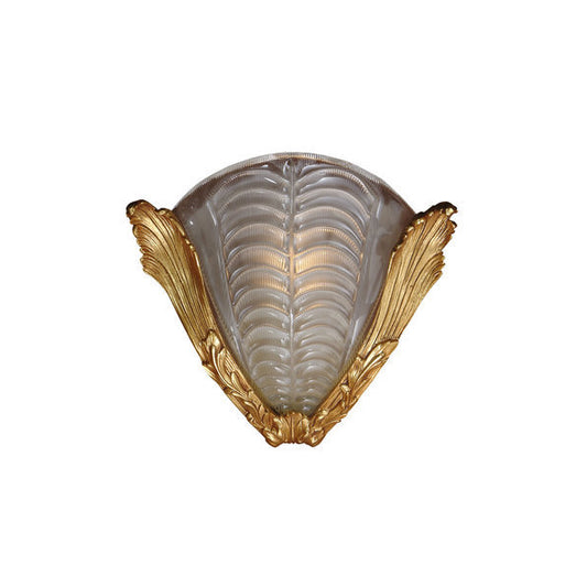 Elegant Art Deco Style Wall Sconce with Golden Leaf Accents