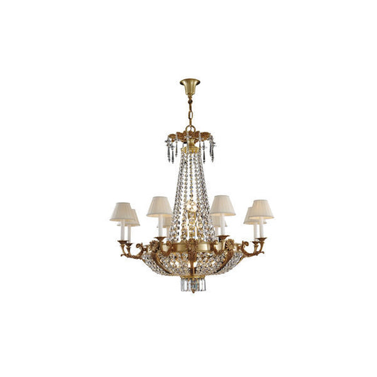 Glamorous Crystal Chandelier with Fabric Shades