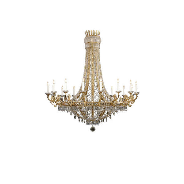 Grand Crystal Chandelier with Gold Accents