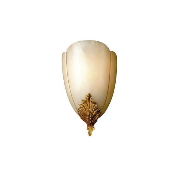 Classic Wall Sconce with Alabaster Shade and Gold Accent