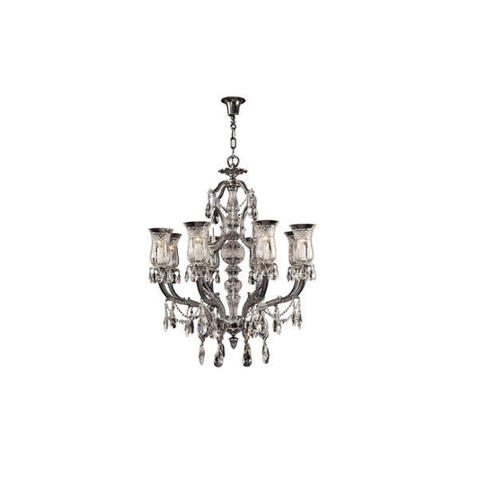 Exquisite Crystal Chandelier with Vintage Glass Shades