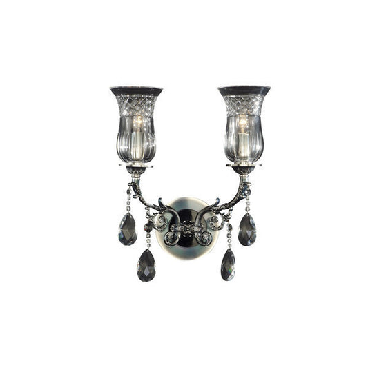 Chic Two-Arm Wall Sconce with Crystal Accents