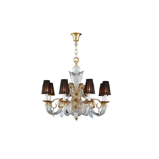 Elegant Glass Chandelier with Black Shades