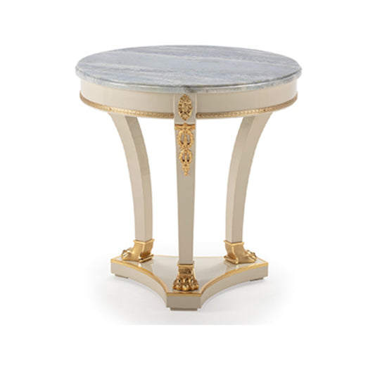 Chic Round Side Table with Elegant Marble Top and Gold Accents