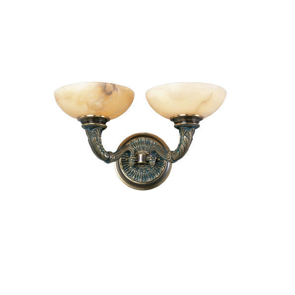 Elegant Double Alabaster Wall Sconce with Decorative Arms