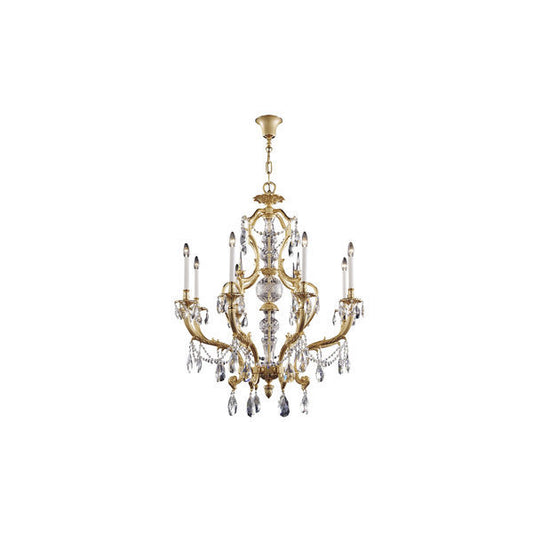 Exquisite Grand Crystal Chandelier with Golden Accents