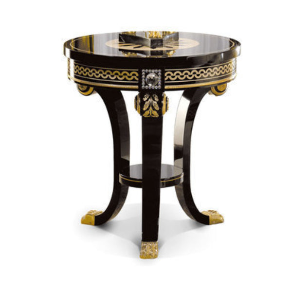 Exquisite Round Side Table with Opulent Detailing and Modern Flair