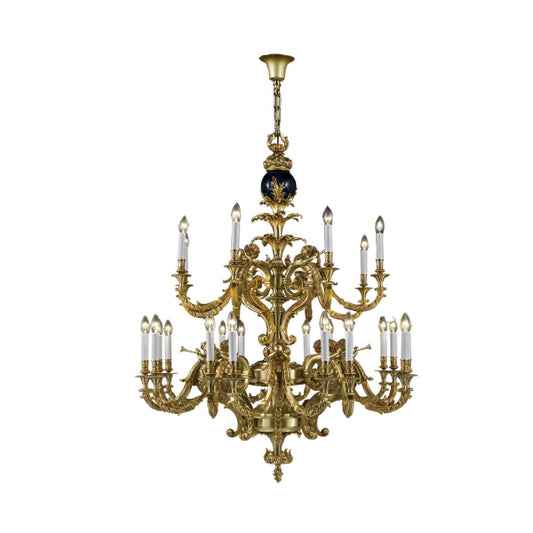 Charming Gold and Clear Glass Chandelier