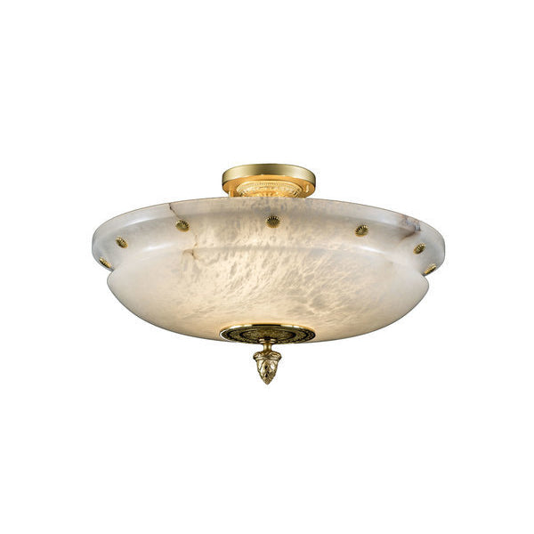 Chic Alabaster and Gold Flush Mount Ceiling Light