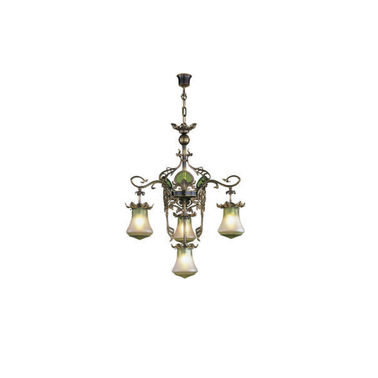 Charming Vintage Chandelier with Green Accents