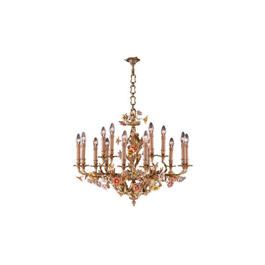 Elegant Floral Chandelier with Golden Accents