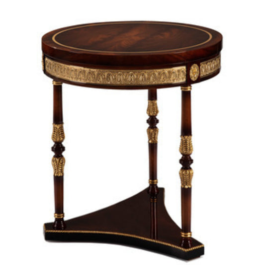 Elegant Round Side Table with Timeless Craftsmanship and Luxurious Accents