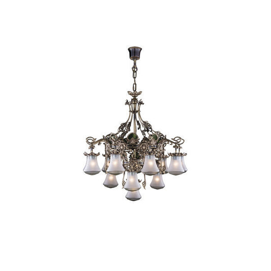 Elegant Vintage Chandelier with Frosted Glass Shades