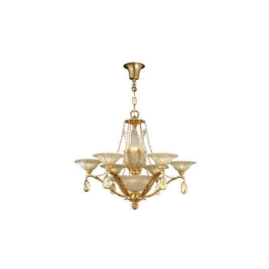 Charming Gold and Clear Glass Chandelier