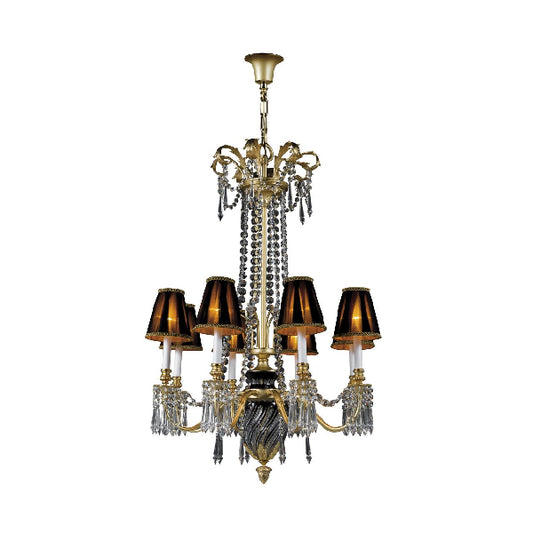 Luxurious Crystal Chandelier with Black Shades