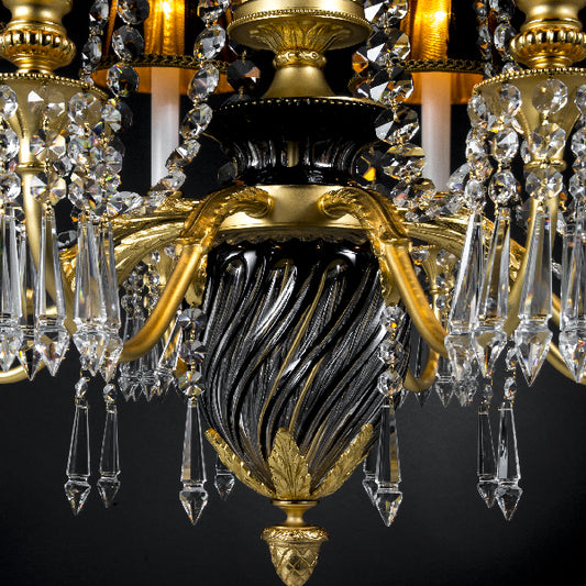 Elegant Chandelier with Black and Gold Accents