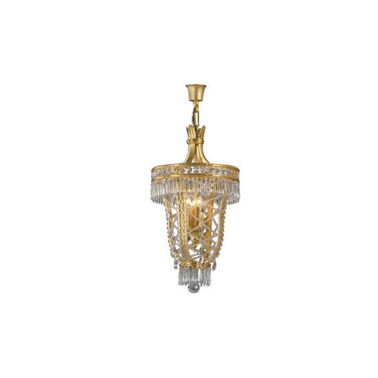 Chic Crystal and Gold Pendant Light Fixture