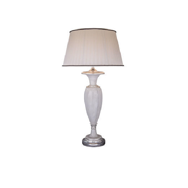 Charming White and Silver Table Lamp with Pleated Shade