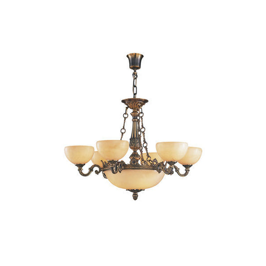 Classic Style Chandelier with Alabaster Shades