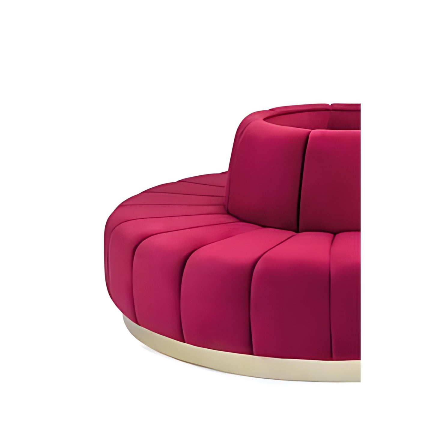 Chic Circular Seating: The Plush Magenta Lounge with Metallic Base