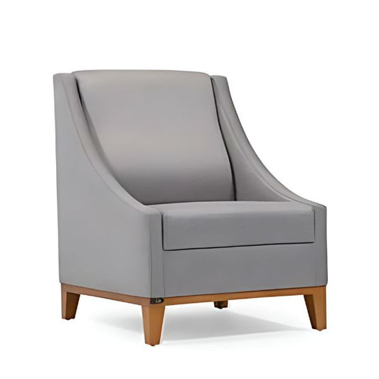 Modern Sophistication: The Light Gray Upholstered Accent Chair with Wooden Legs