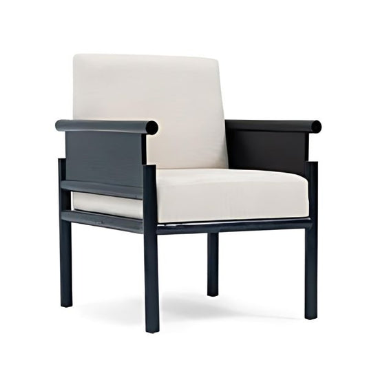 Minimalist Design: The Beige Upholstered Accent Chair with Black Wooden Frame