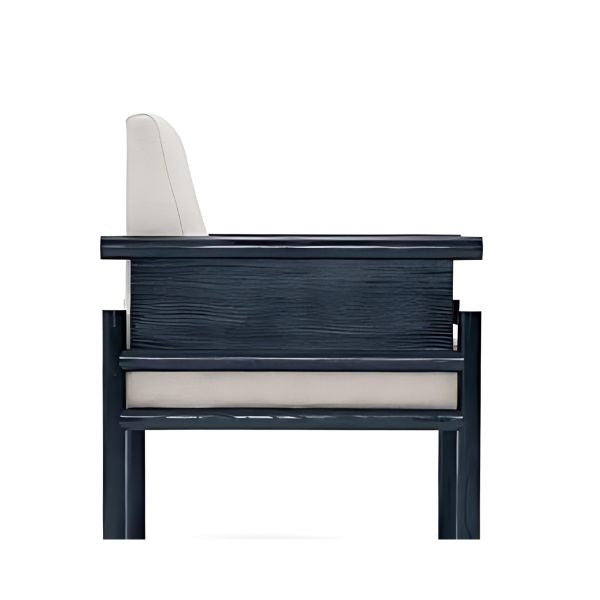 Minimalist Design: The Beige Upholstered Accent Chair with Black Wooden Frame