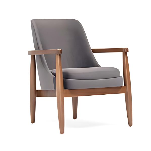 Mid-Century Modern: The Gray Upholstered Accent Chair with Wooden Armrests