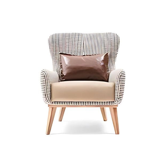 Eclectic Elegance: The Checkered Upholstered Accent Chair with Wooden Legs