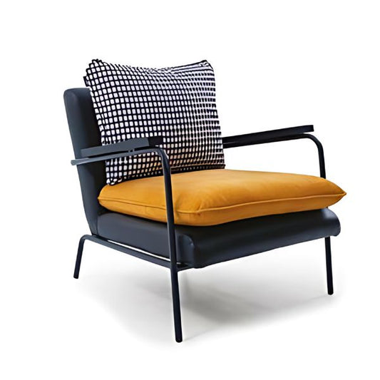 Bold Fusion: The Black Upholstered Accent Chair with Colorful Cushions