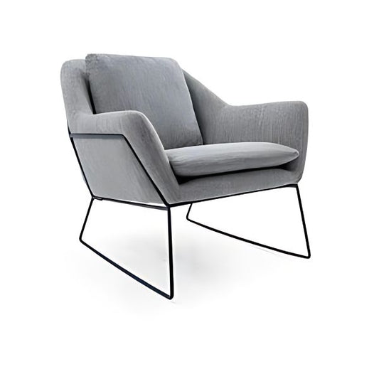 Contemporary Chic: The Gray Upholstered Accent Chair with Wire Frame