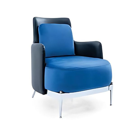 Bold Style: The Blue and Black Upholstered Accent Chair with Chrome Legs