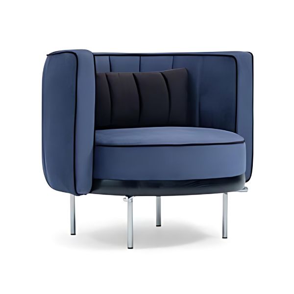 Modern Lounge: The Round Upholstered Accent Chair with Plush Backrest