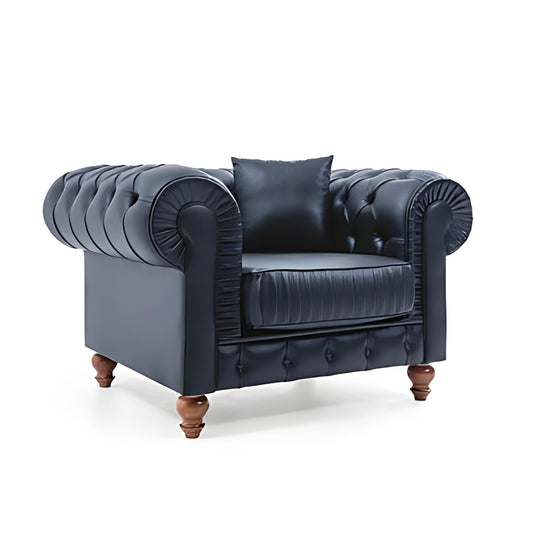 Classic Elegance: The Navy Blue Chesterfield Accent Chair