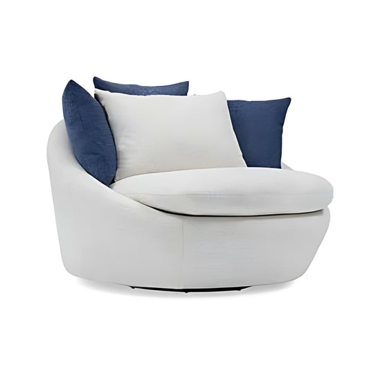 Cozy Comfort: The Cream Swivel Chair with Accent Cushions