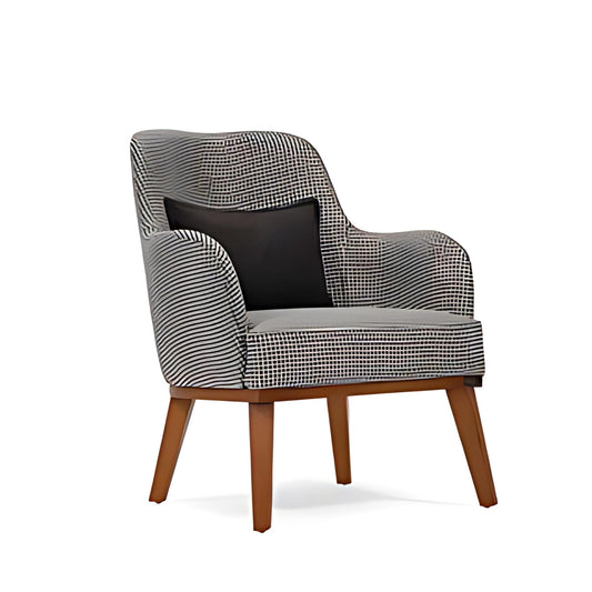 Classic Charm: The Houndstooth Accent Chair with Wooden Legs