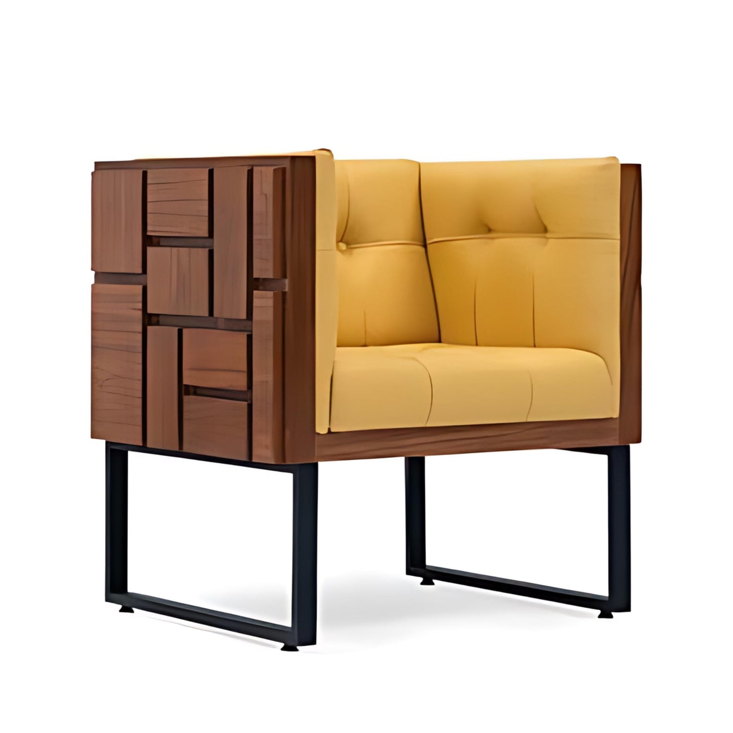 Bold Design: The Yellow Upholstered Accent Chair with Wooden Frame