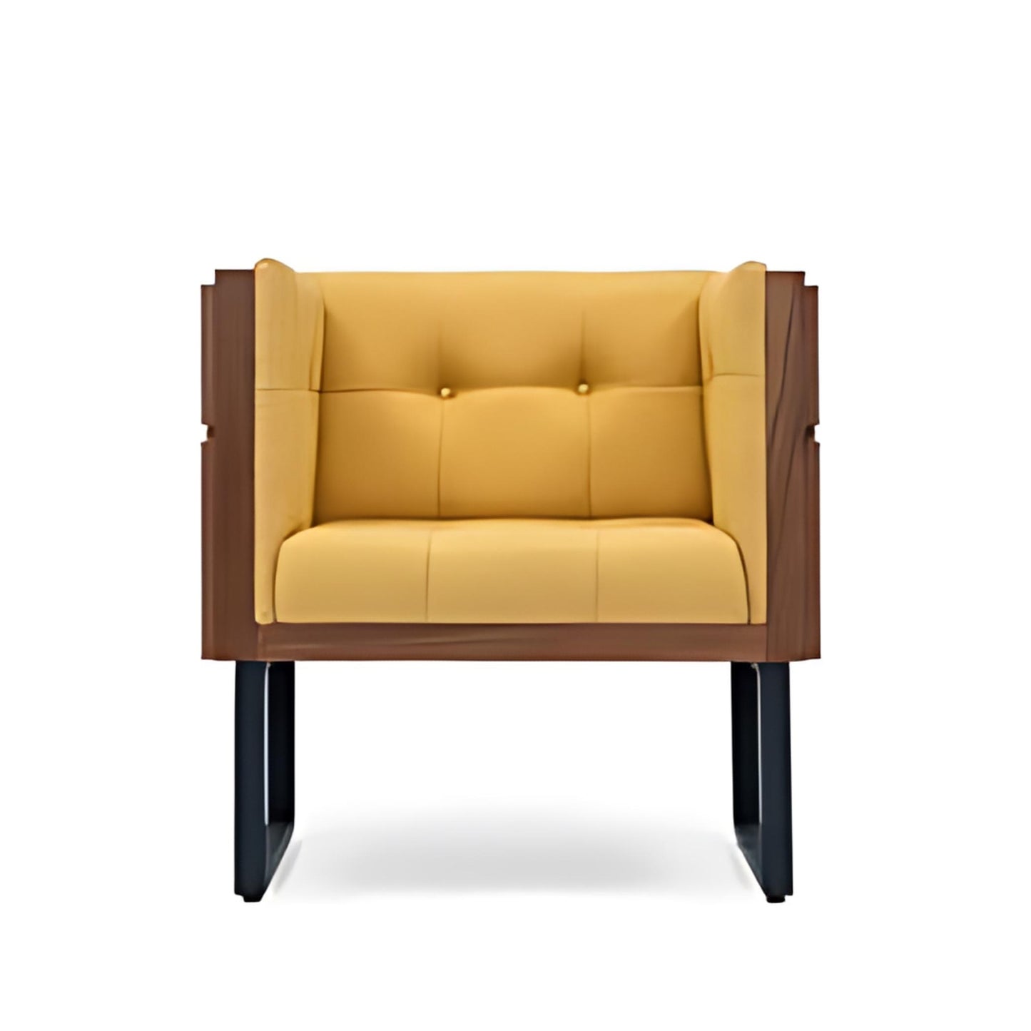 Bold Design: The Yellow Upholstered Accent Chair with Wooden Frame