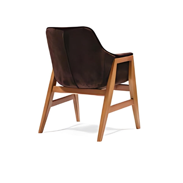 Modern Brown Upholstered Armchair with Wooden Frame