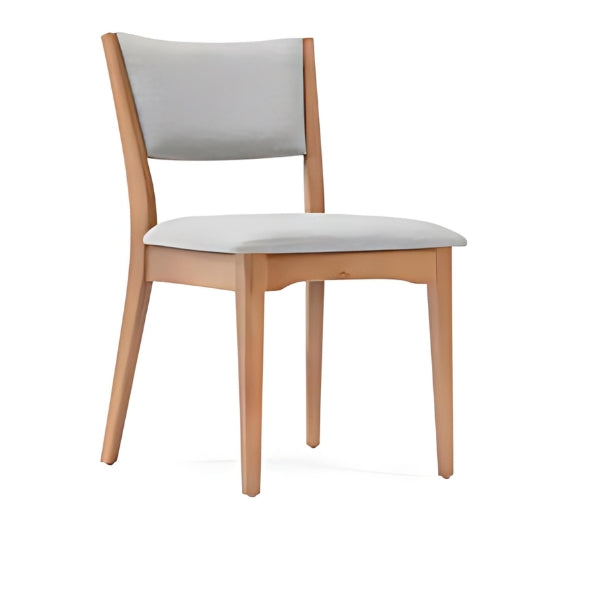 Contemporary Light Gray Upholstered Dining Chair with Natural Wood Frame