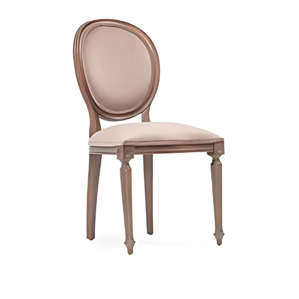 Elegant Pink Upholstered Armchair with Wooden Frame