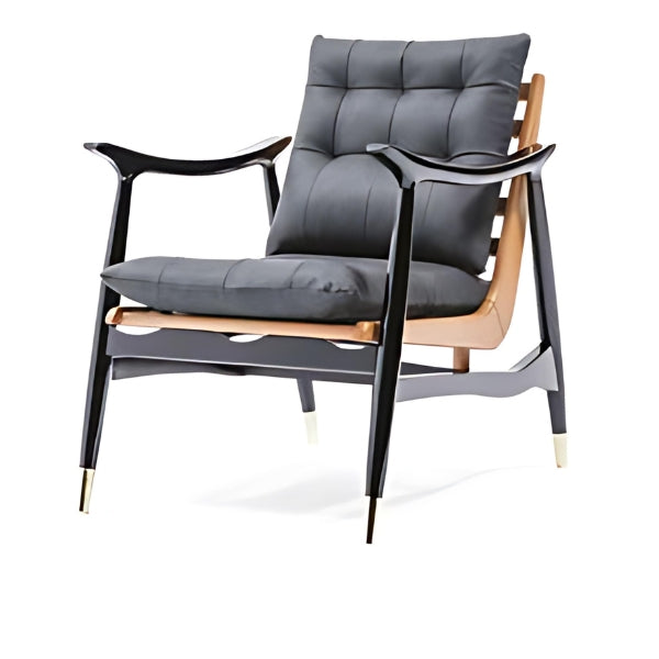 Contemporary Style: The Dark Gray Upholstered Accent Chair with Wooden Accents